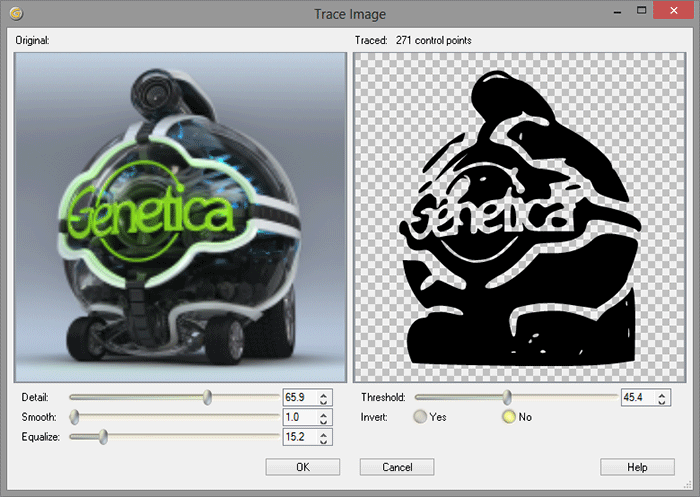 Trace Image tool in Genetica 4.0
