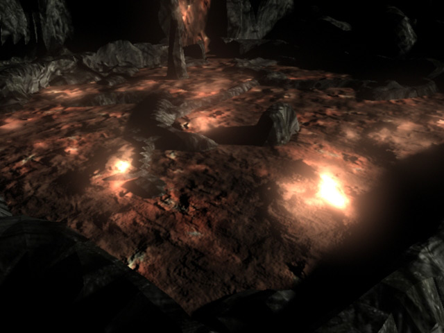 Underground cave filled with magma