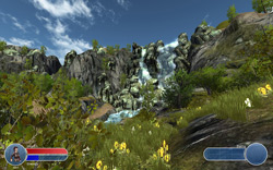 Демо-карта Горная деревня в NeoAxis - геймплей